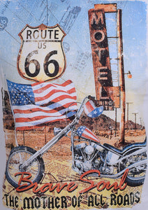 CREW NECK T SHIRT WITH "ROUTE 66" PRINT