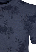 Load image into Gallery viewer, CREW NECK T SHIRT WITH FLOWERS PRINT - NAVY
