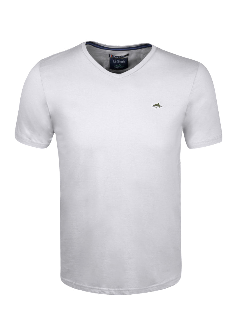 V NECK T SHIRT - JERSEY - WHITE
