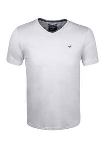 V NECK T SHIRT - JERSEY - WHITE