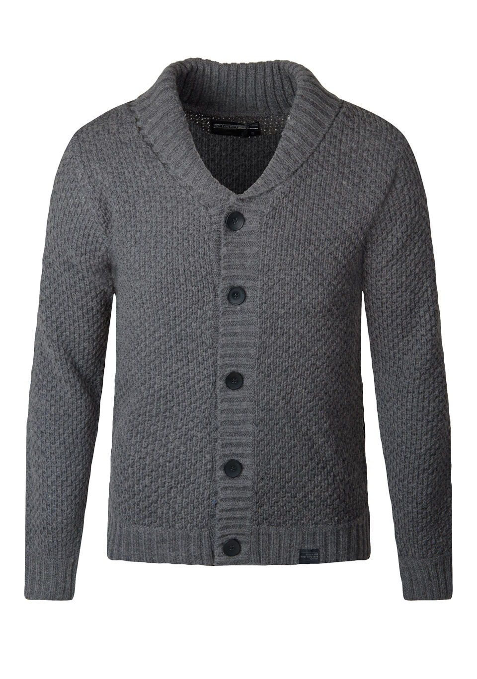 Chunky Jumper Knitwear Shawl Collar Cardigan Loose Fit Grey