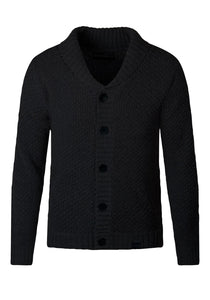 Chunky Jumper Knitwear Shawl Collar Cardigan Loose Fit Black