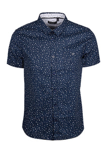 SHORT SLEEVE SHIRT WITH CIRCLE PRINT - NAVY
