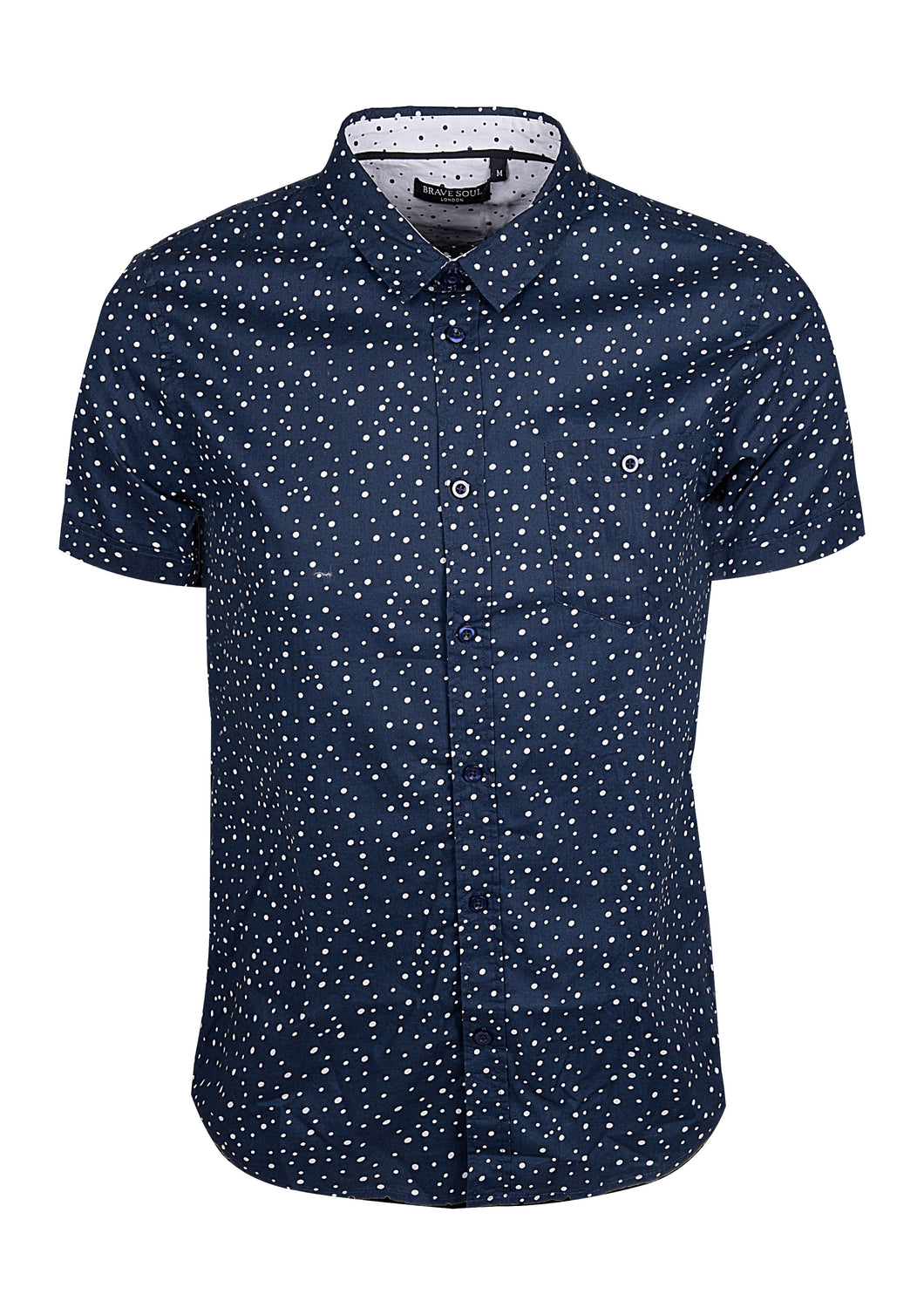 SHORT SLEEVE SHIRT WITH CIRCLE PRINT - NAVY