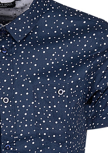 SHORT SLEEVE SHIRT WITH CIRCLE PRINT - NAVY