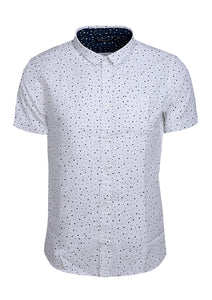 SHORT SLEEVE SHIRT WITH CIRCLE PRINT - WHITE