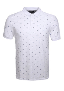 POLO TOP WITH PINEAPPLE PRINT - WHITE