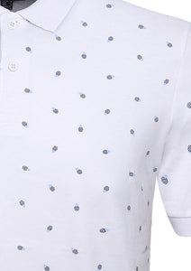 POLO TOP WITH PINEAPPLE PRINT - WHITE