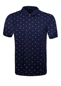 POLO TOP WITH PINEAPPLE PRINT - NAVY