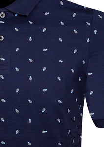 POLO TOP WITH PINEAPPLE PRINT - NAVY