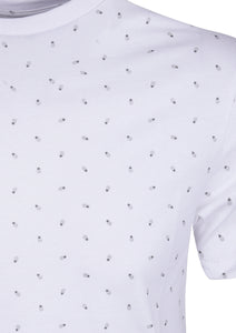 CREW NECK T SHIRT WITH PINEAPPLE PRINT - WHITE