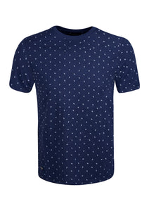 CREW NECK T SHIRT WITH PINEAPPLE PRINT - NAVY