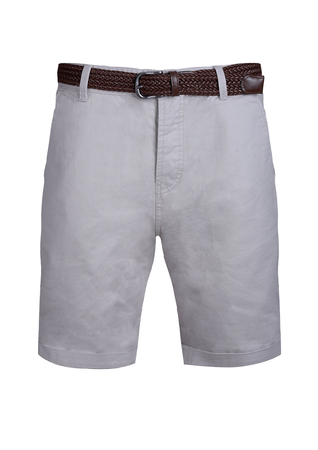 TAILORED CHINO SHORTS WITH BELT - ICEGREY