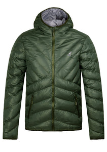 KANGOL MEN'S GALLIA HOODED PADDED PUFFER JACKET KHAKI
